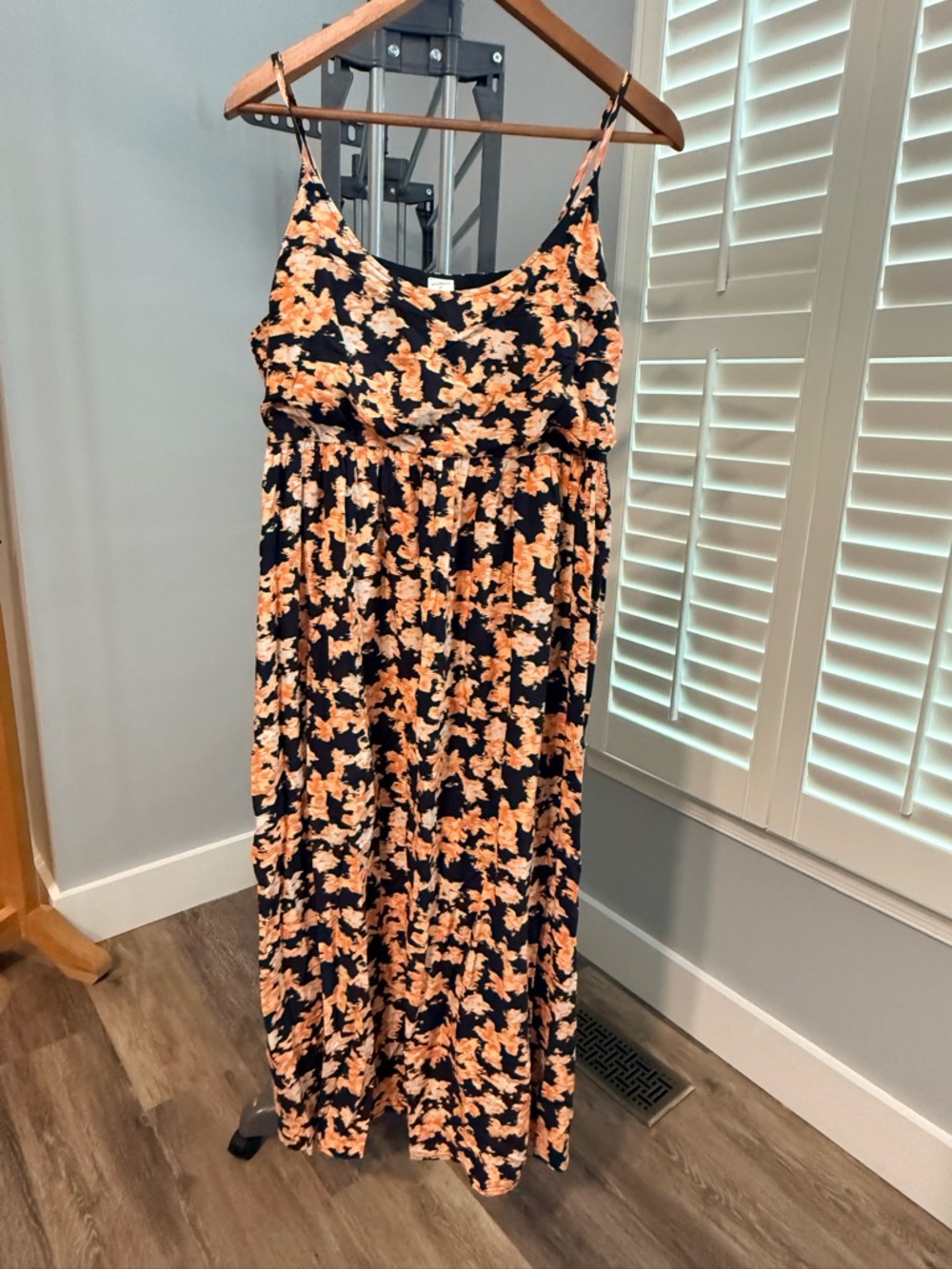 Melrose and Market Navy and Peach Floral Dress